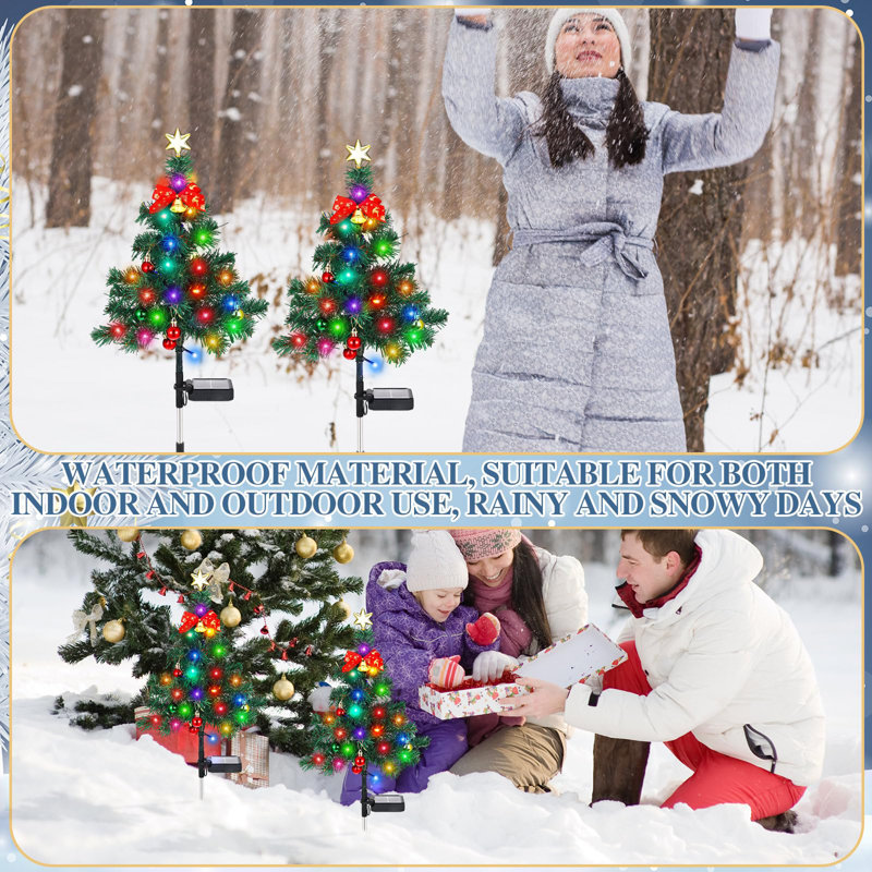 Zeki Shoggy 2 Pcs Multicolor Solar Christmas Tree Garden Stake Lights Outdoor Yard Decorations For Pathway Lawn And Patio Festive Xmas Ornaments Wayfair